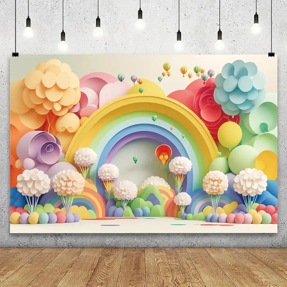 Paper Flowers Backdrop 10x8ft Floral Rainbow Arch Photography Background