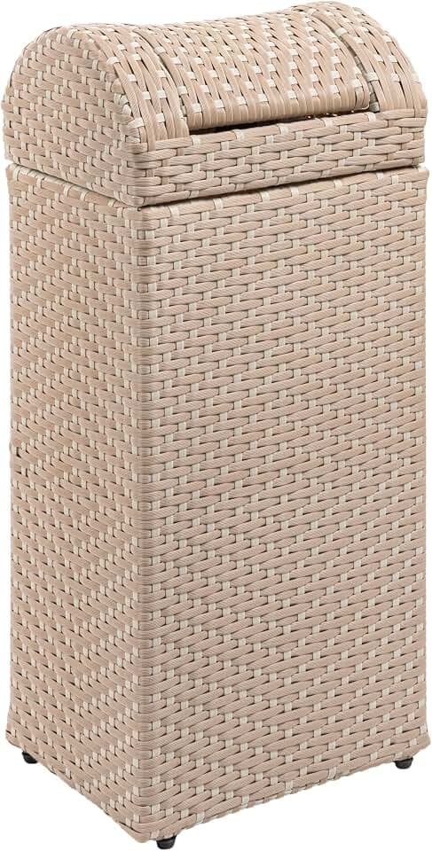 happimess Darla 13 Gal Outdoor Trash Can Swing Top, Light Pink/White