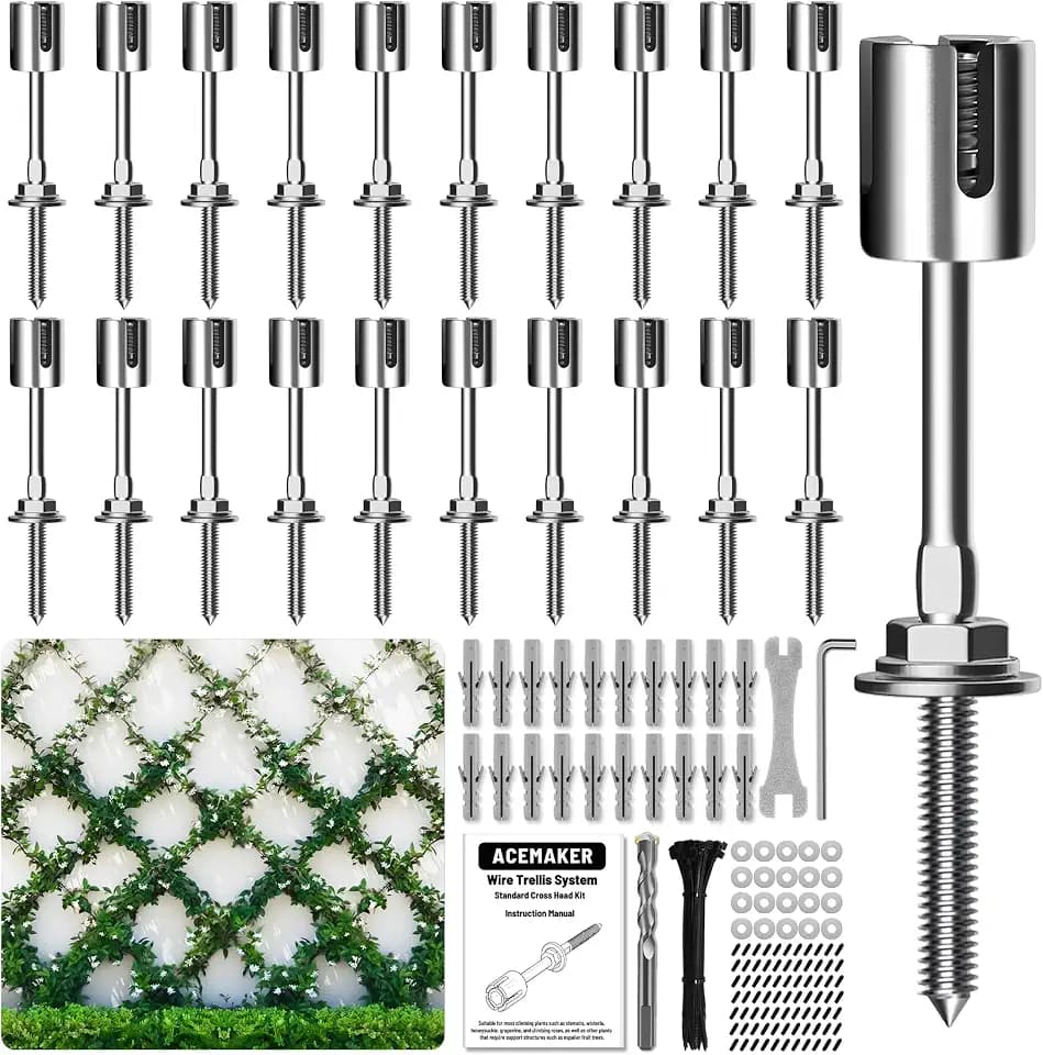 Wire Trellis Kit, 20-Set 1/8” Crosshead Hubs Add-On Kit, No Cable