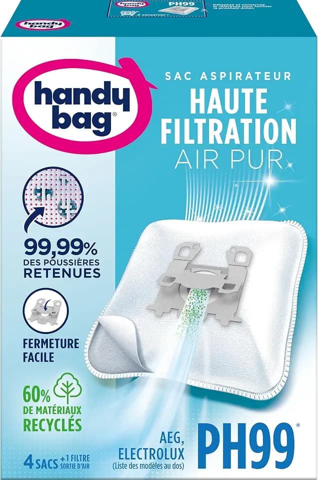 Handy Bag - PH99 – Beutel für Staubsauger AEG und Electrolux – hohe Filtration, 4 Beutel und 1 Luftfilter zum Zuschneiden