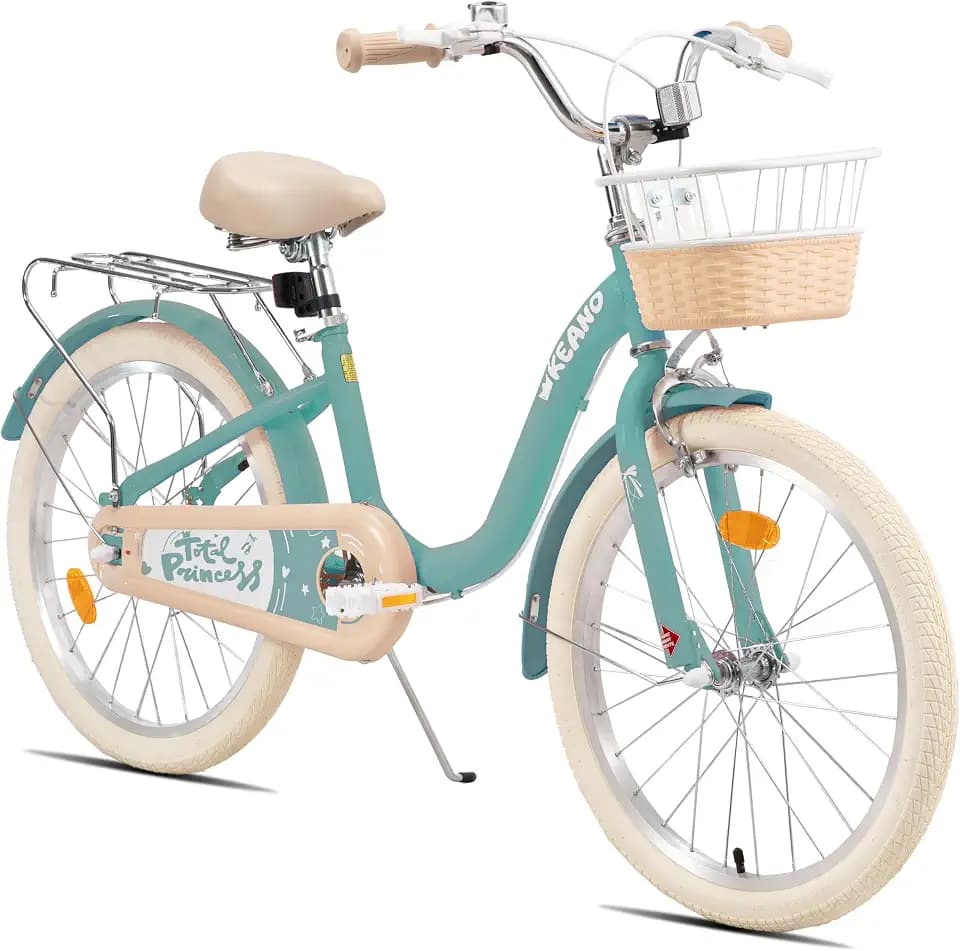 KEANO Little Petal 16/20 Zoll Kinderfahrrad für Mädchen von 4 bis 9 Jahren, 16/20 Zoll Mädchenfahrrad mit Körben