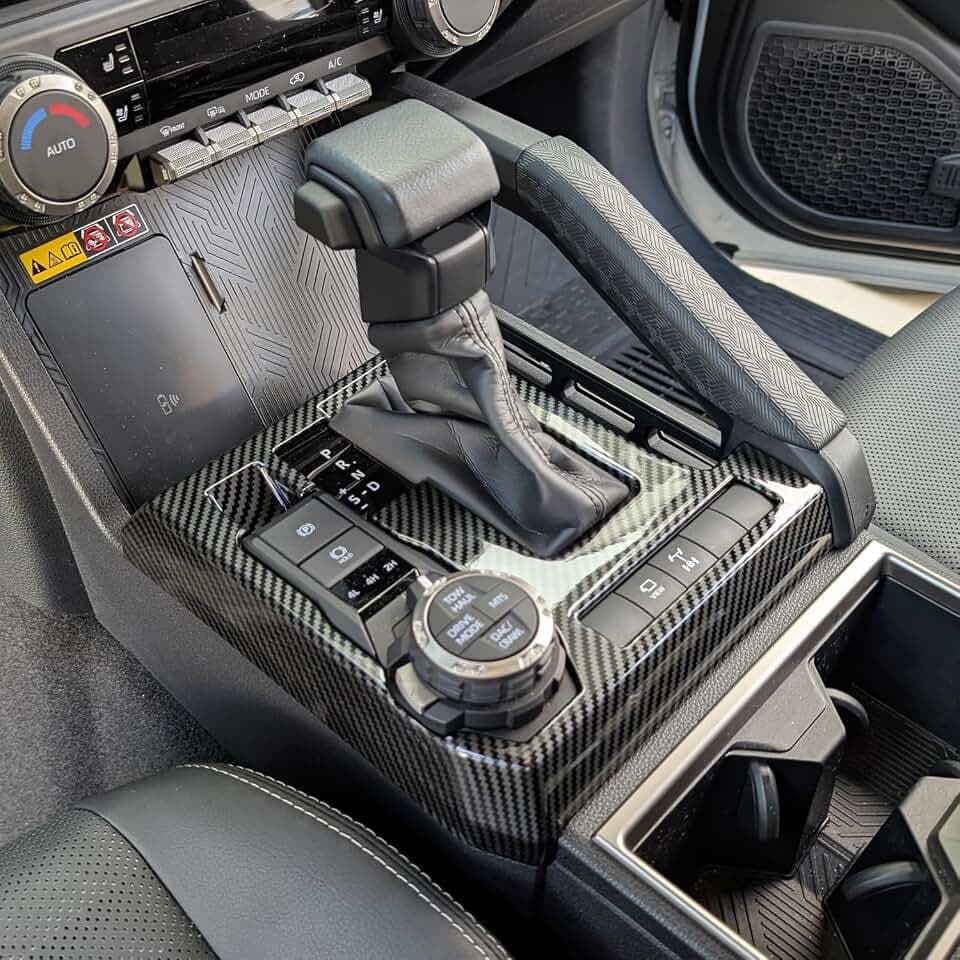 for Toyota Tacoma 2024 2025 2026 for 4Runner 2025 2026 Interior Accessories Gear Shift Panel Cover ABS Decorative Frame Trim (Carbon Fiber Grain, Shift Panel Cover)