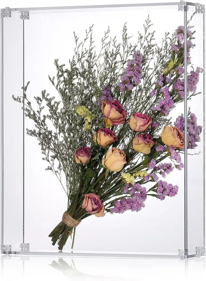 13x16 Acrylic Shadow Box, Assemble Display Case, DIY Tabletop/Wall Mount Display Frame, All Clear Memory Box for Dried Flowers/Kids Room/Birthday/Wedding/Party(13x16x3”, Assemble Frame)