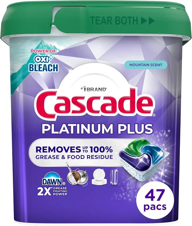Cascade Platinum Plus Dishwasher Detergent Pods Dish Soap Mountain 47 Count