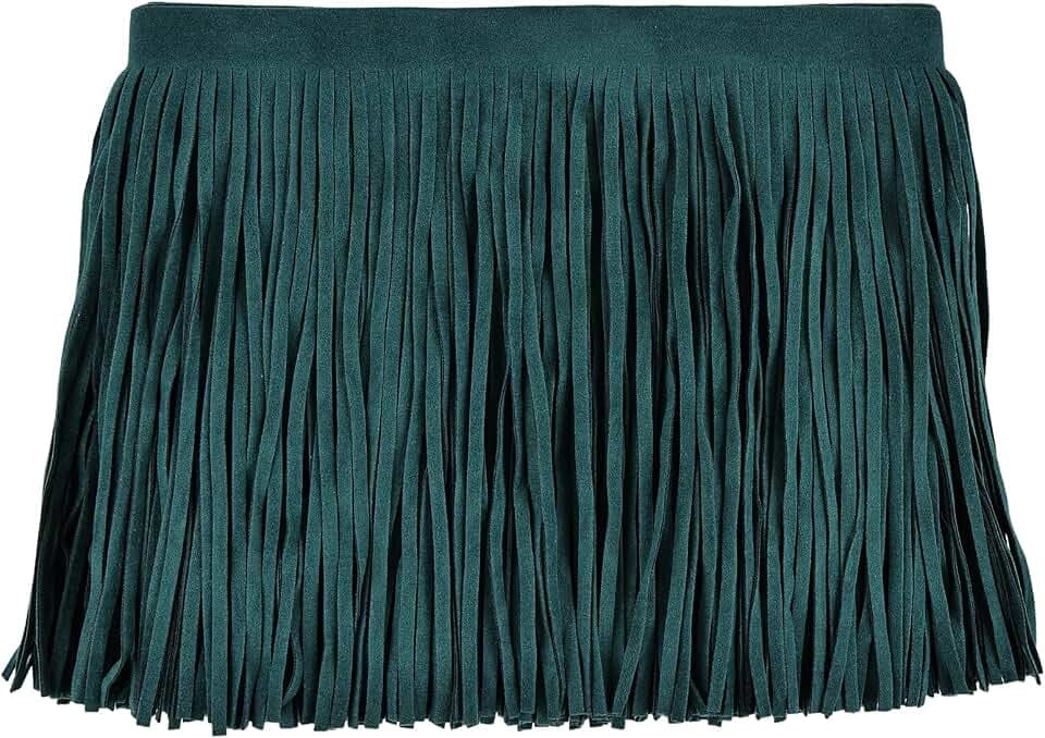 3Yard Faux Suede Fringe Trim 6Inch Double Side PU Leather Tassel Trim for DIY Sewing Dress Crafts Hats Bags Shoes Decoration(Navy Green)