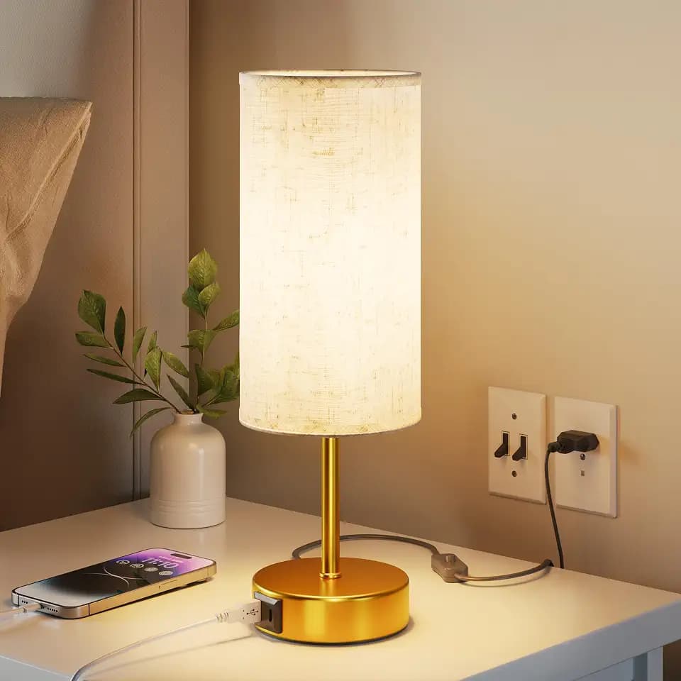 Nachttischlampe Touch, Tischlampe Dimmbar mit Ladefunktion