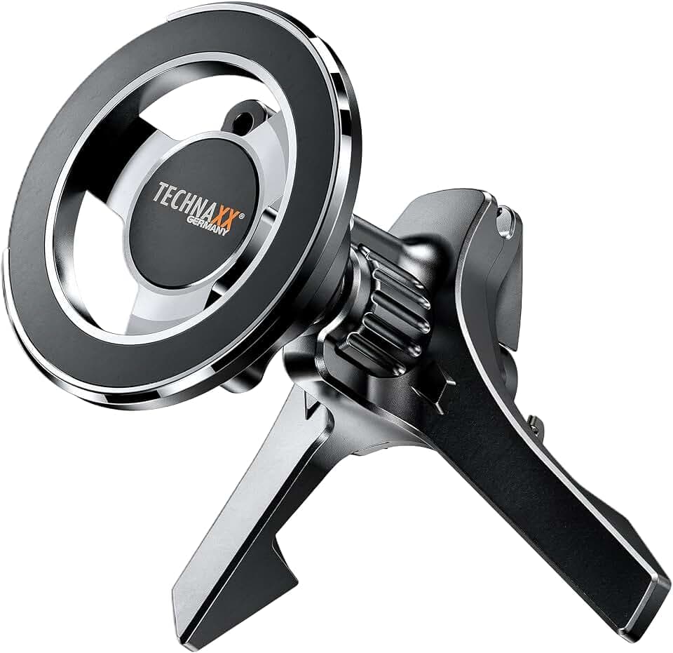 Technaxx Magnetischer Luftventilator Auto-Handyhalter TX-304, 360° Drehbare Autohalterung für iPhone 12 & höher mit Kabelmanagement, Starke N52 Magneten & Metallring für alle Handys