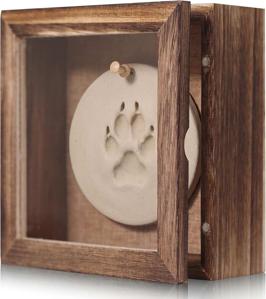 Shadow Box Frame 5x5 , Small Shadow Box Frame Display Case with Linen Backing and Push Pins for Memorabilia, Flowers, Medals – Wall Mounted or Tabletop – Rustic Carbonized Brown