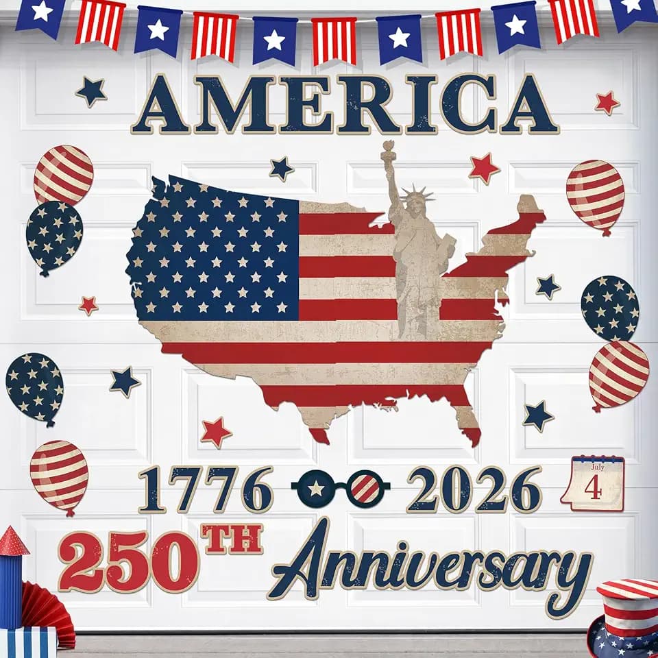 41Pcs Patriotic Garage Door Decoration Red White and Blue 4th of July Garage Door Magnets 1776-2026 America 250th Anniversary Independence Day Memorial Day for Metal Door Refrigerator Car Decor