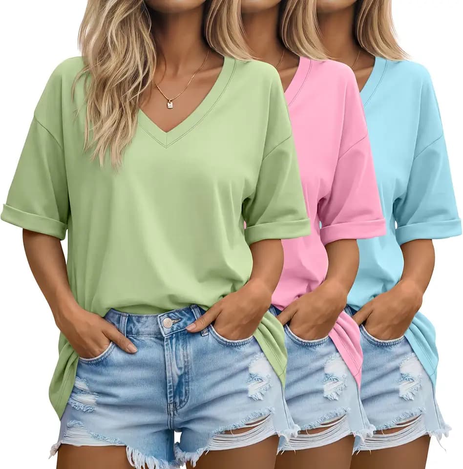 Huukeay 3 Pack Women Oversized Cotton T Shirts