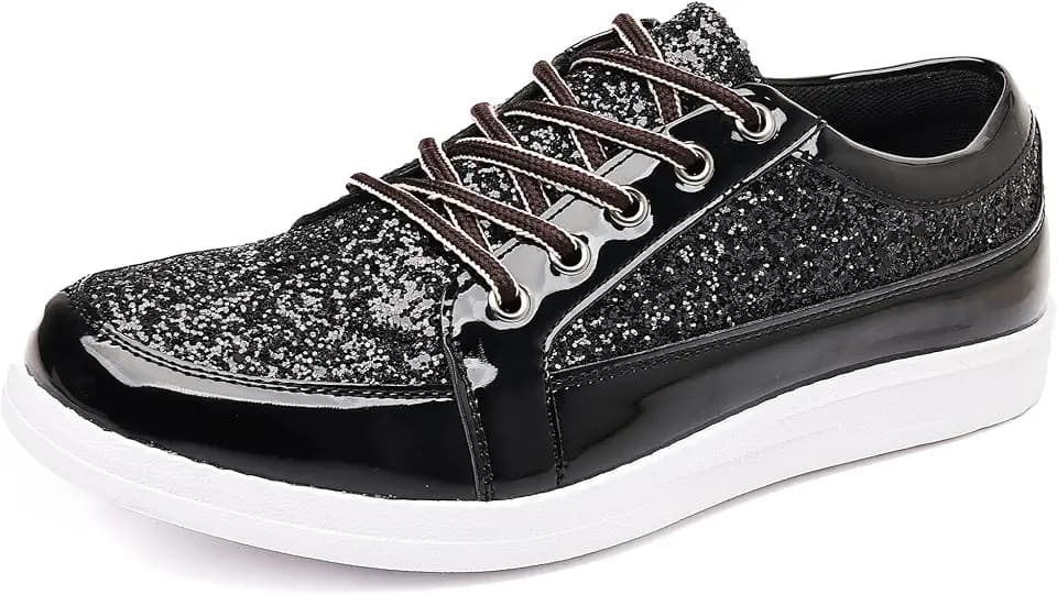 Trsorini Mens Glitter Sequin Sneakers Sparkly Bling Fashion Shoes