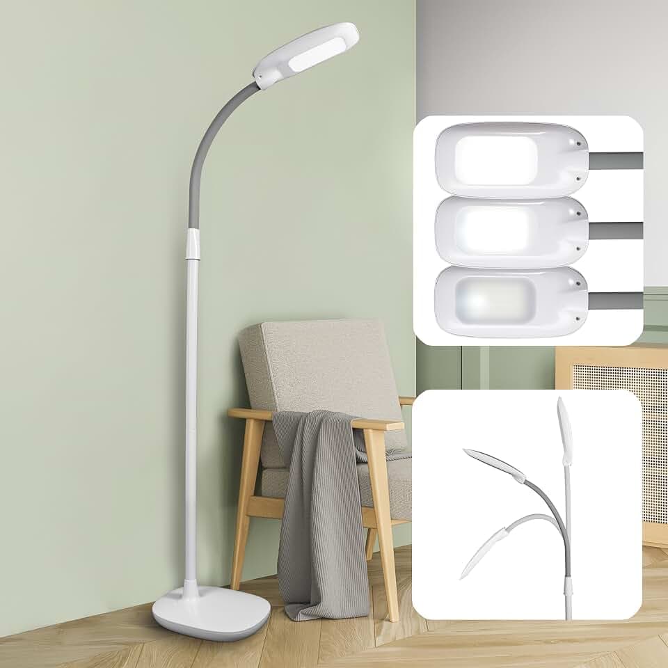 OttLite ClearSun LED Floor Lamp, Adjustable Height, White
