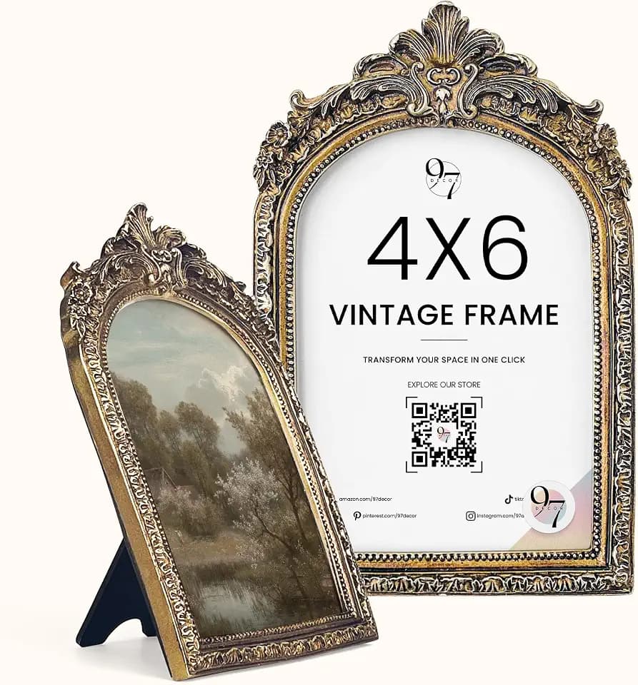 97 Decor Gold Baroque Arch Picture Frame 4x6, Vintage Ornate Frame