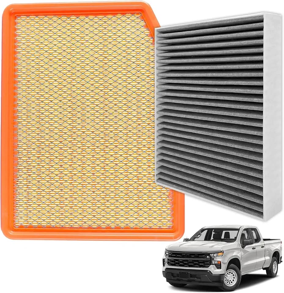 84121219 Engine Air Filter & cf11966 Cabin Air Filter (w/Activated Carbon) fit for 2019-2024 Chevrolet Silverado 1500, Tahoe, Suburban, Sierra 1500, Yukon, Yukon XL, Escalade Replace 13356916, CA12404