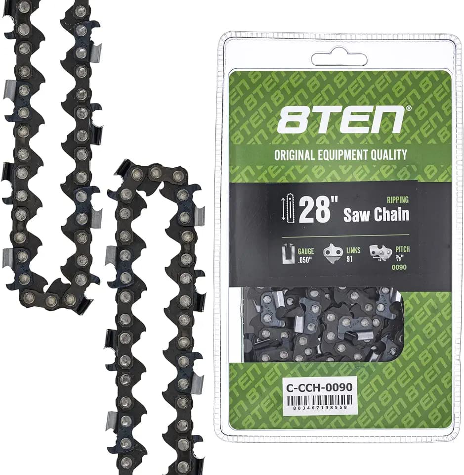 8TEN Ripping Chainsaw Chain 28" Bar .050 Gauge 3/8 Pitch 91DL