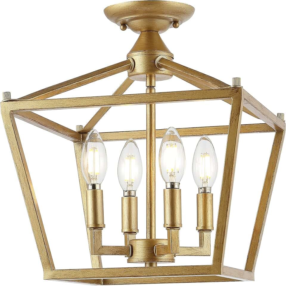 JONATHAN Y Plains 4-Light 12" Pagoda Lantern, Brass Gold
