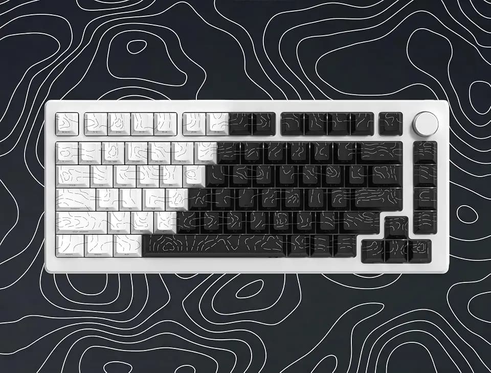 dagaladoo Shine Through keycaps,Double Shot PBT keycap,Topographic