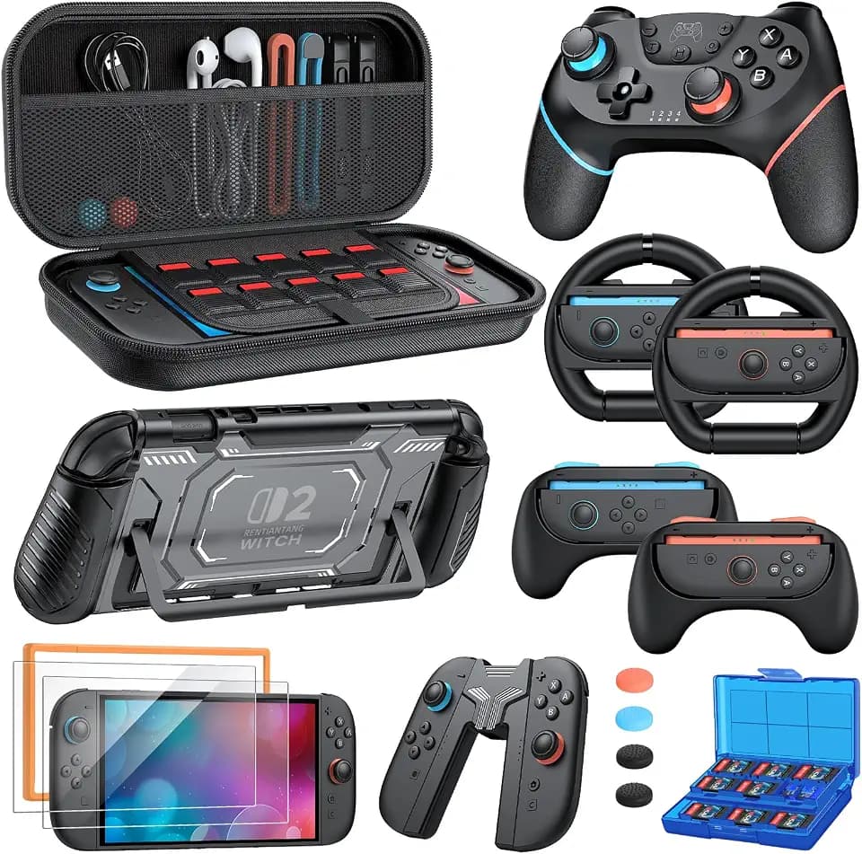 Switch 2 Controller Accessories 17-in-1 Kit Bundle for Nintendo Switch 2