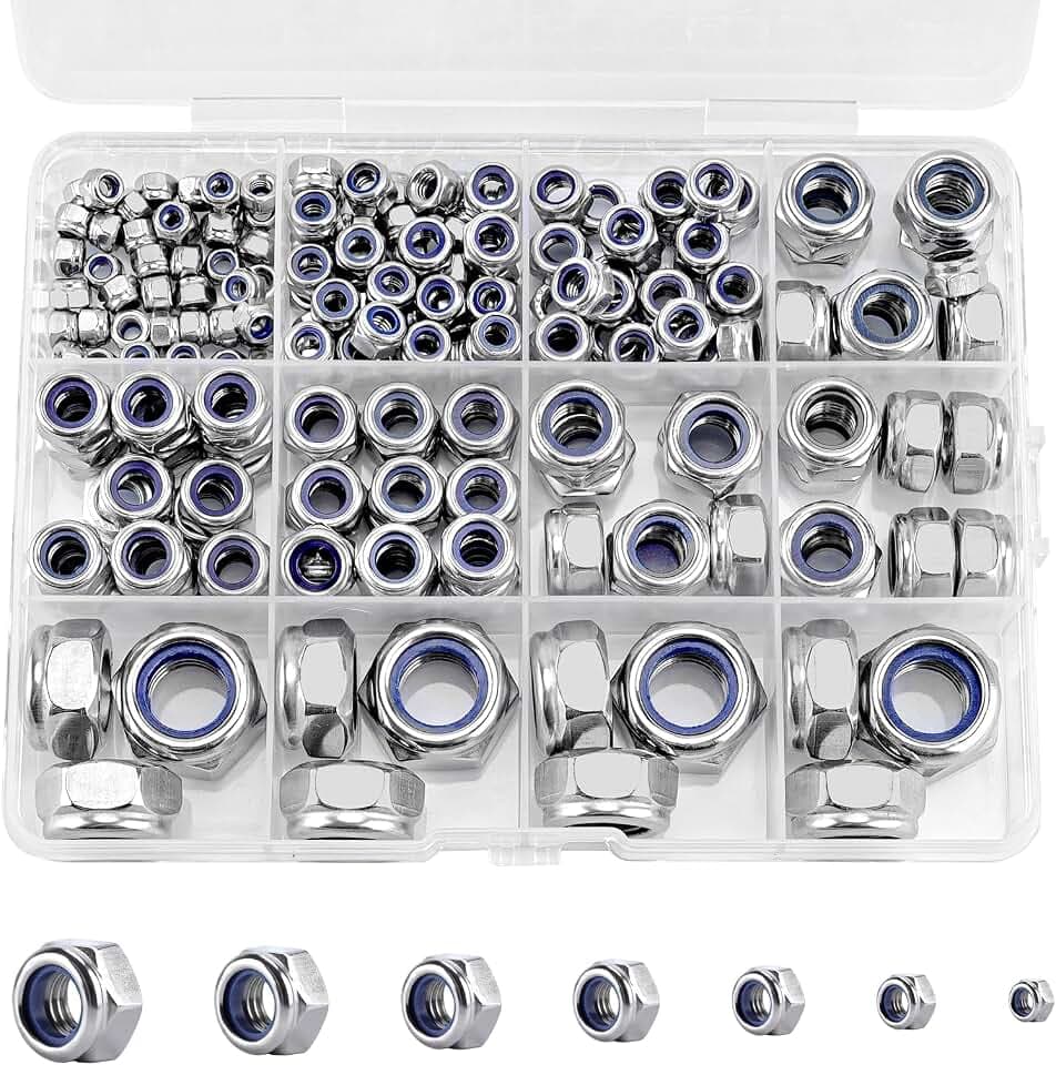 191 Pack 304 A2-70 Metric Nylon Lock Nuts