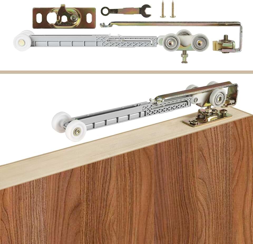Sliding Pocket Door Soft Close Hanger Fit Johnson Part #1060 Replacement Kit, 1" Nylon Ball Bearing Wheels, 200lbs Weight Capacity, Single Direction