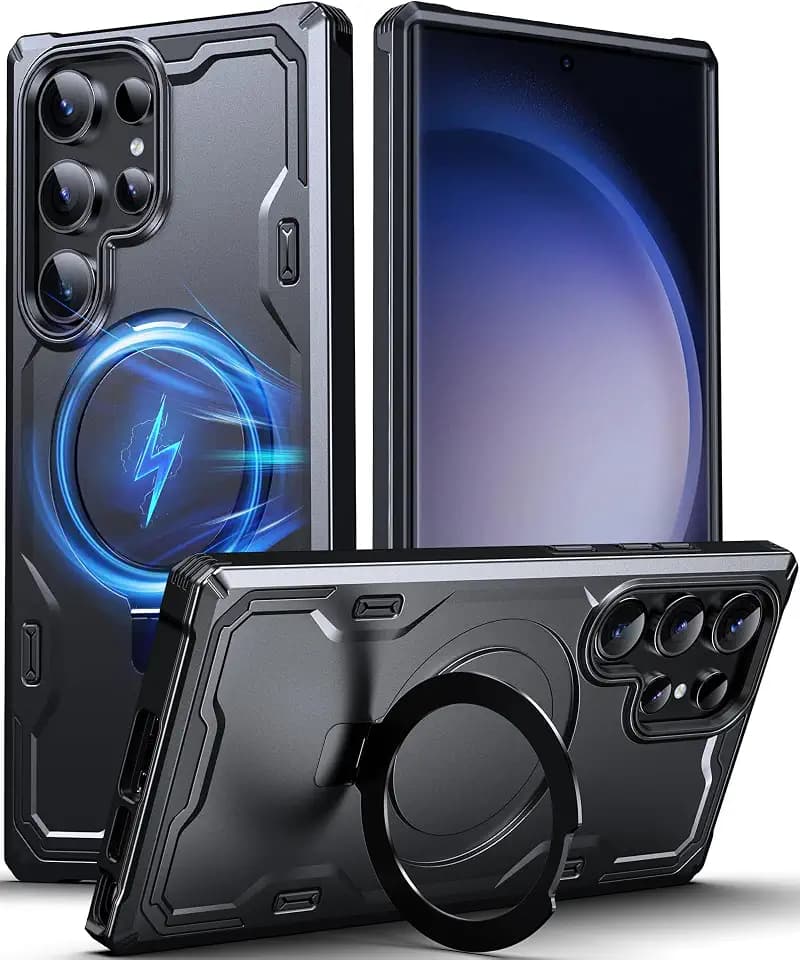 Chicfun Armour Defense für Samsung Galaxy S23 Ultra Hülle für Magsafe mit Magnet Ständer Ringhalter [360° Robust, NR.1 Militärisch Stoßfest] Handyhülle Samsung S23 Ultra 5g Case Cover Panzerhülle