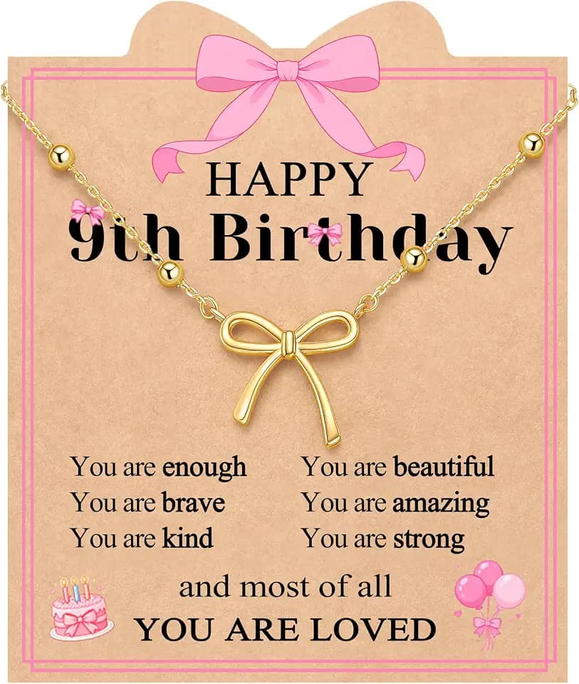 UNGENT THEM You Are Loved - Cute Bow Necklace Birthday Gifts for Girls