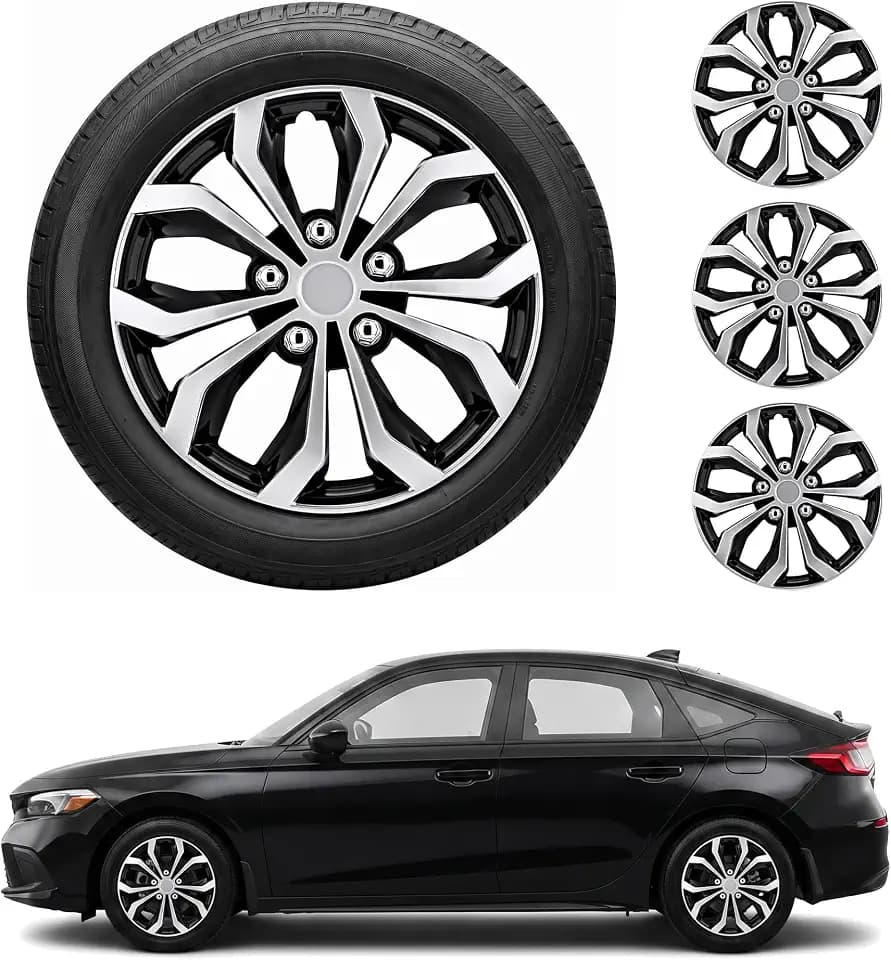 Pilot Automotive WH553-15S-BS Black/Silver 15 Inch 15" Spyder Performance Wheel Cover | Fits Toyota Volkswagen VW Chevy Chevrolet Honda Mazda Dodge Ford and Others, 4 Count (Pack of 1)