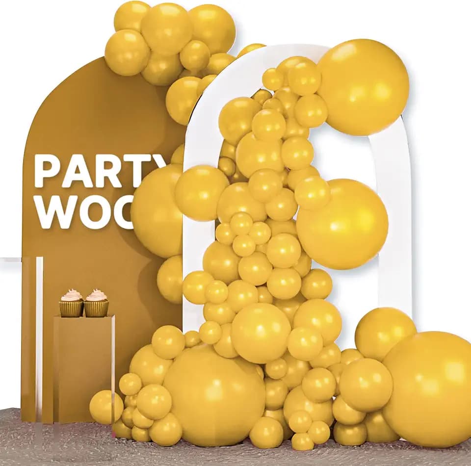 PartyWoo Mustard Yellow Balloons 120pcs Different Sizes of 18 12 10 5 Inch