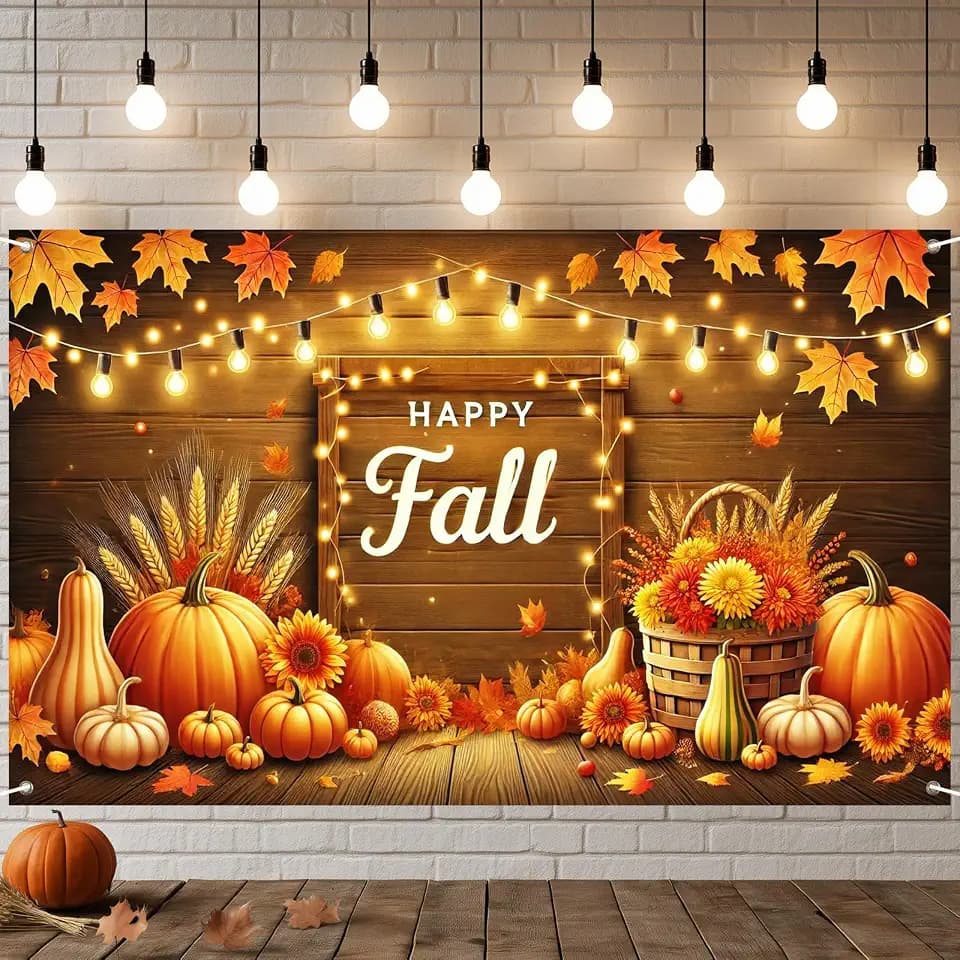 HOMETITUTE Fall Pumpkin Banner Fall Thanksgiving Decorations 71 x 43 Inch