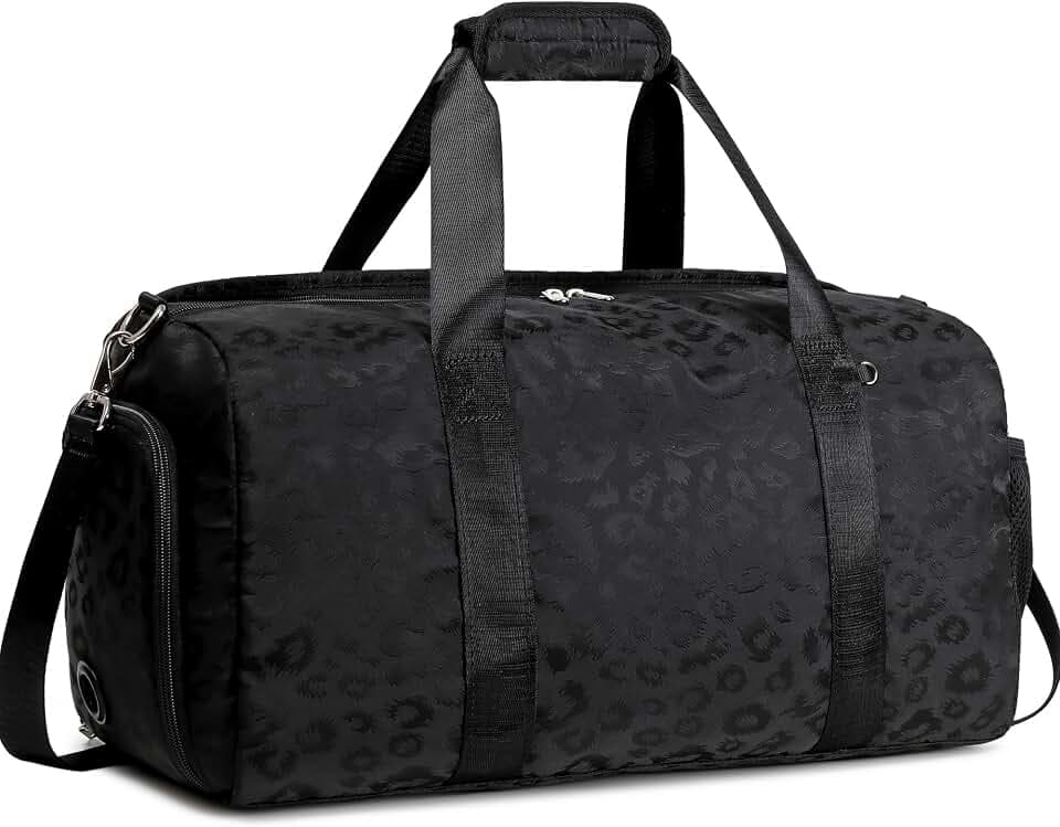 Dance Bag for Girls Duffle Bag Girls Overnight Bags Sleepover Gym Gymnastics Bags with Shoe Compartment and Wet Pocket,Leopard Shape