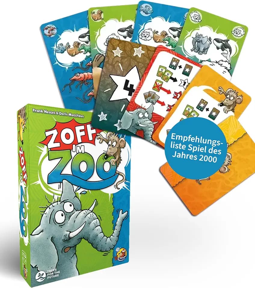 HeidelBär Games Zoff im Zoo I Taktisches Kartenspiel & Gesellschaftsspiel für Erwachsene & Familie I Lustiges Gruppenspiel für den Spieleabend I Zahlenfreies Tier-Stichspiel ab 10 Jahren
