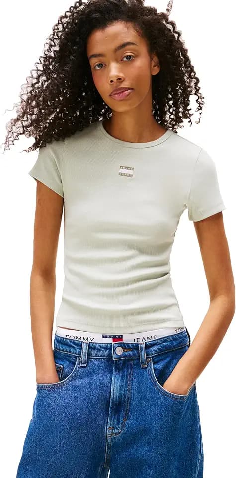 Tommy Jeans Women's Graphic Tee with Embroidered Flag Detail