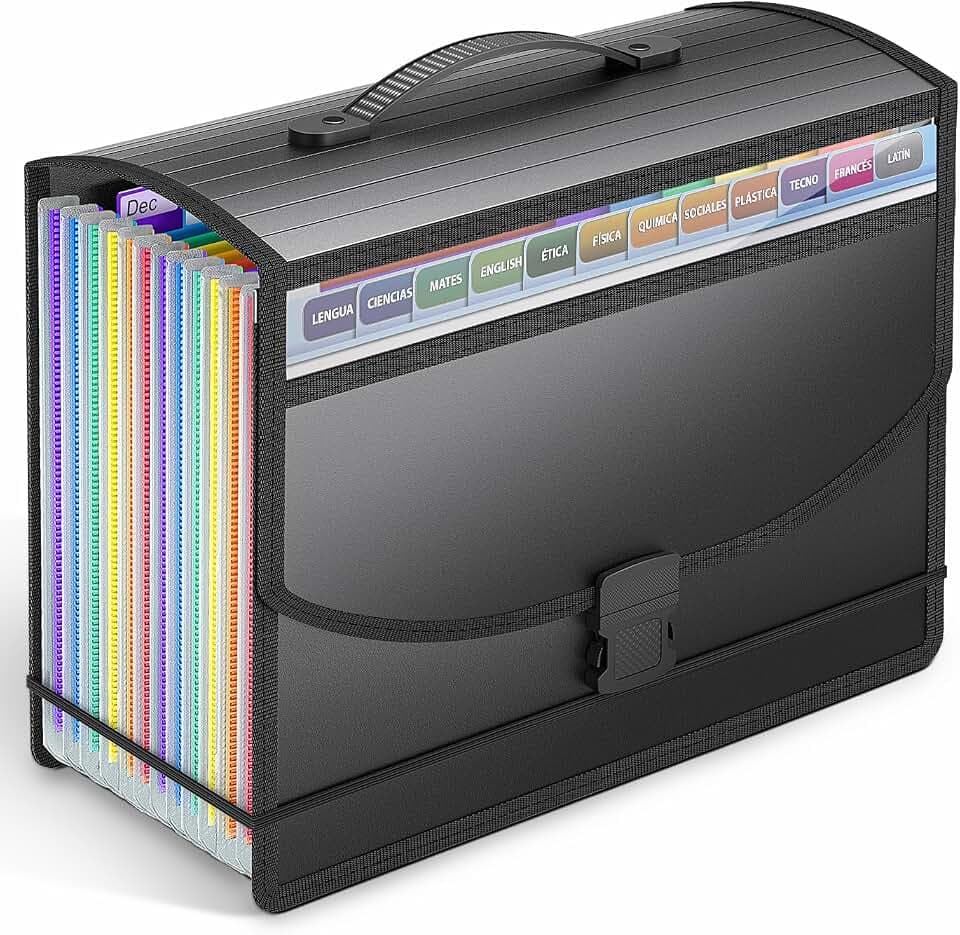 Expanding File Folder Accordion File Organizer with Handle,Fun Storage 13 Pockets Portable Document Organizer File Box Filing Organizer for Home School Office Traveling, A4 and Letter Size