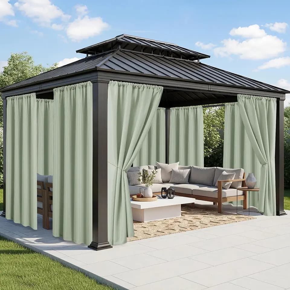 Outdoor Curtains for Patio Waterproof, 8 Panels, Rod Pocket