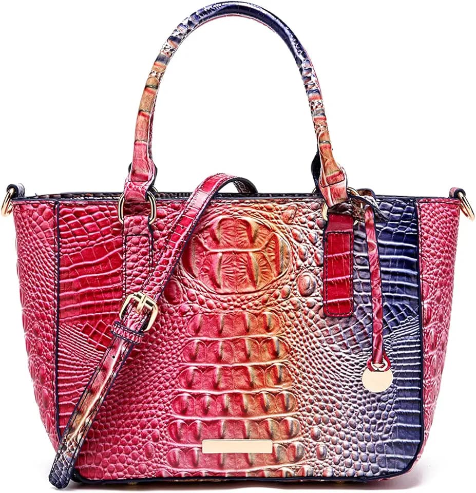 Makcr Joacbv Ladies Tote Leather Bags for Women Crocodile Embossed Zipper Satchel Purse Elegant Compartments Crossbody Work