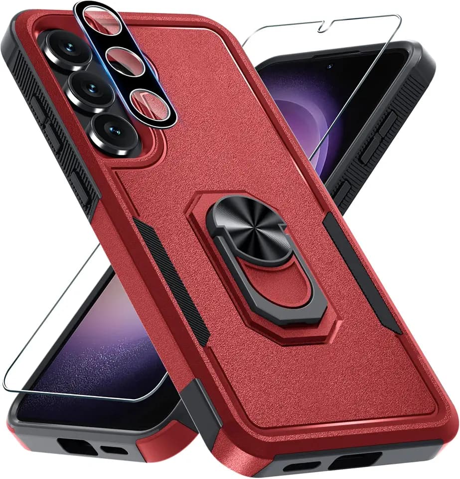 Designed for Samsung Galaxy S25 FE Case Built in Metal Ring Holder