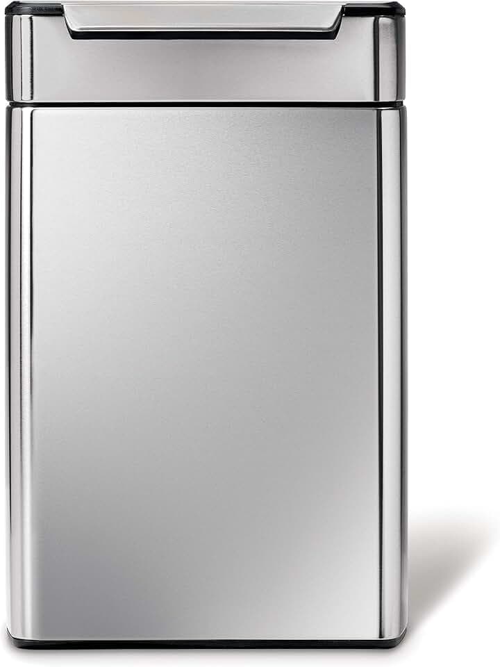simplehuman 48 Liter / 12.7 Gallon Touch-Bar Dual Compartment Kitchen Recycling Trash Can, Brushed Stainless Steel