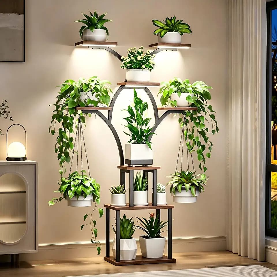 Elbourn Plant Stand Indoor with Grow Light - 8 Tiered 60" Plant Shelf