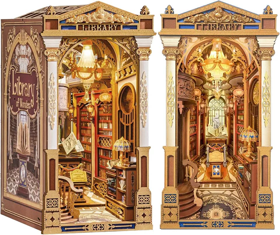 Rolife Book Nook Library of Wonders, Puppenhäuser Booknook mit Licht