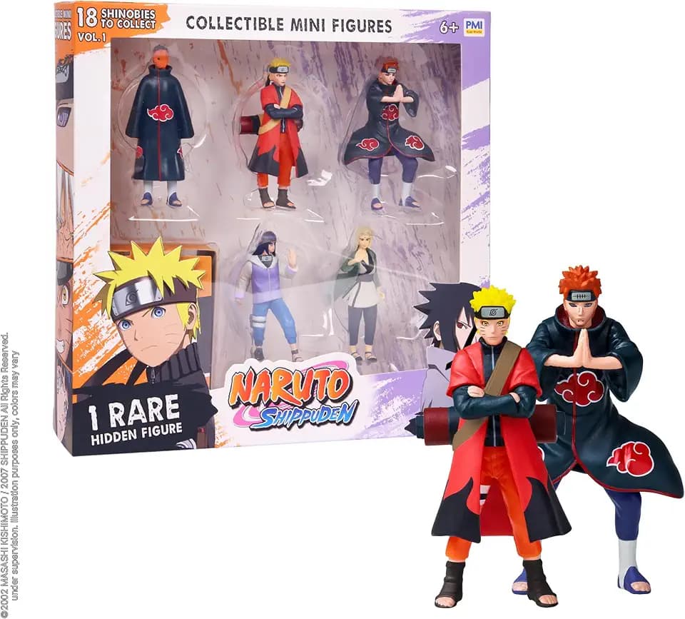 P.M.I. Naruto Shippuden Collectible Mini Figures 6-Pack, Assortment D