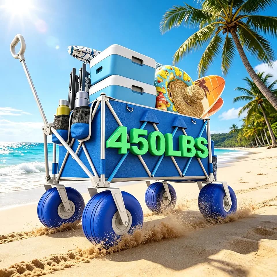 Beach Wagon with 10.5" Big Balloon Wheels for Sand