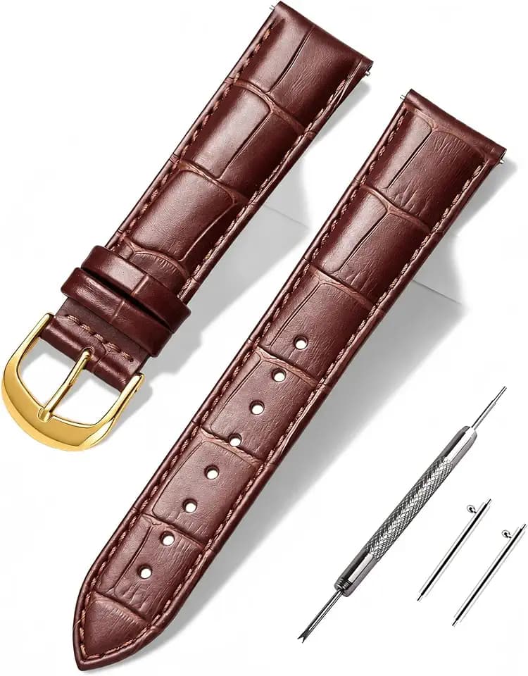 Alligator Grain Leather Quick Release Watch Bands for Men Women
