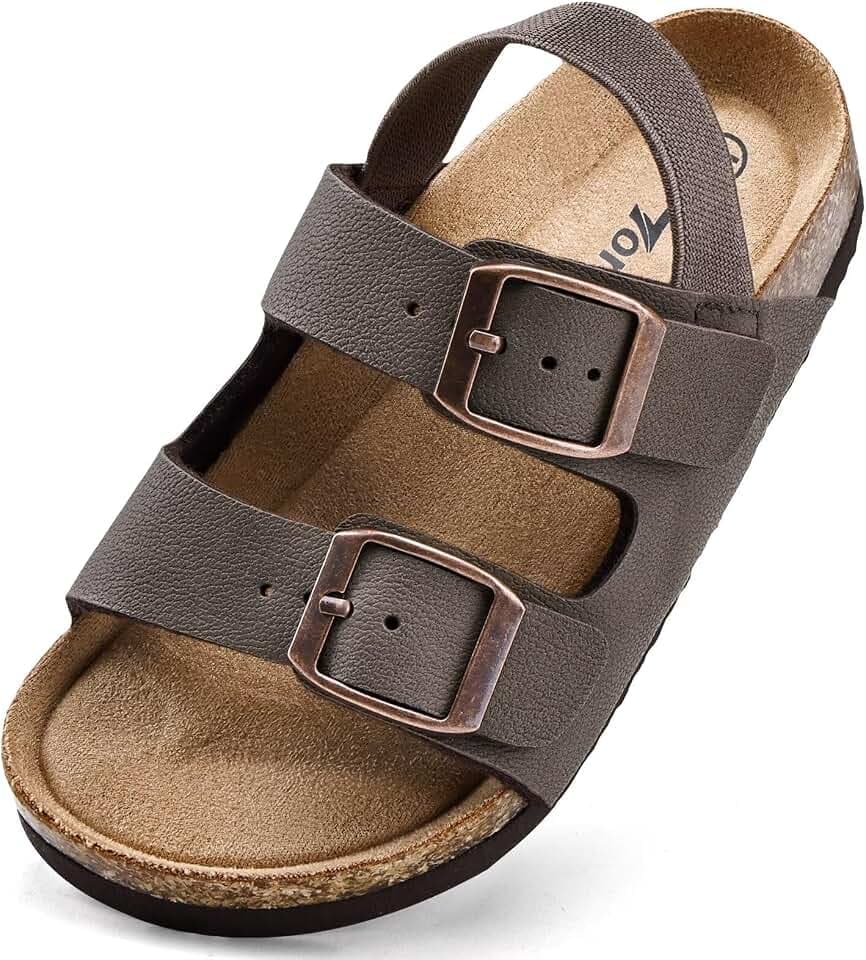 Torotto Toddler Boys Girls Cork Footbed Sandals with Arch Support & Adjustable Straps for Indoor & Outdoor