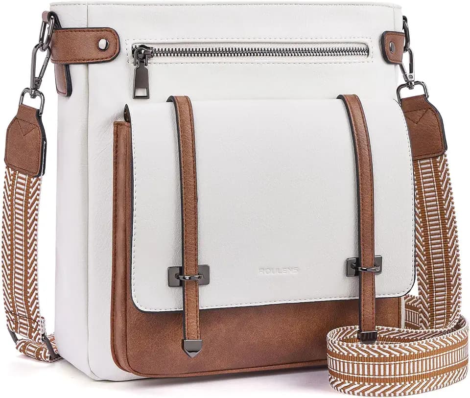 Roulens Crossbody Bags for Women,Multi Pocket Crossbody Purses Vegan Leather Shoulder Handbags Travel Purse Adjustable Strap