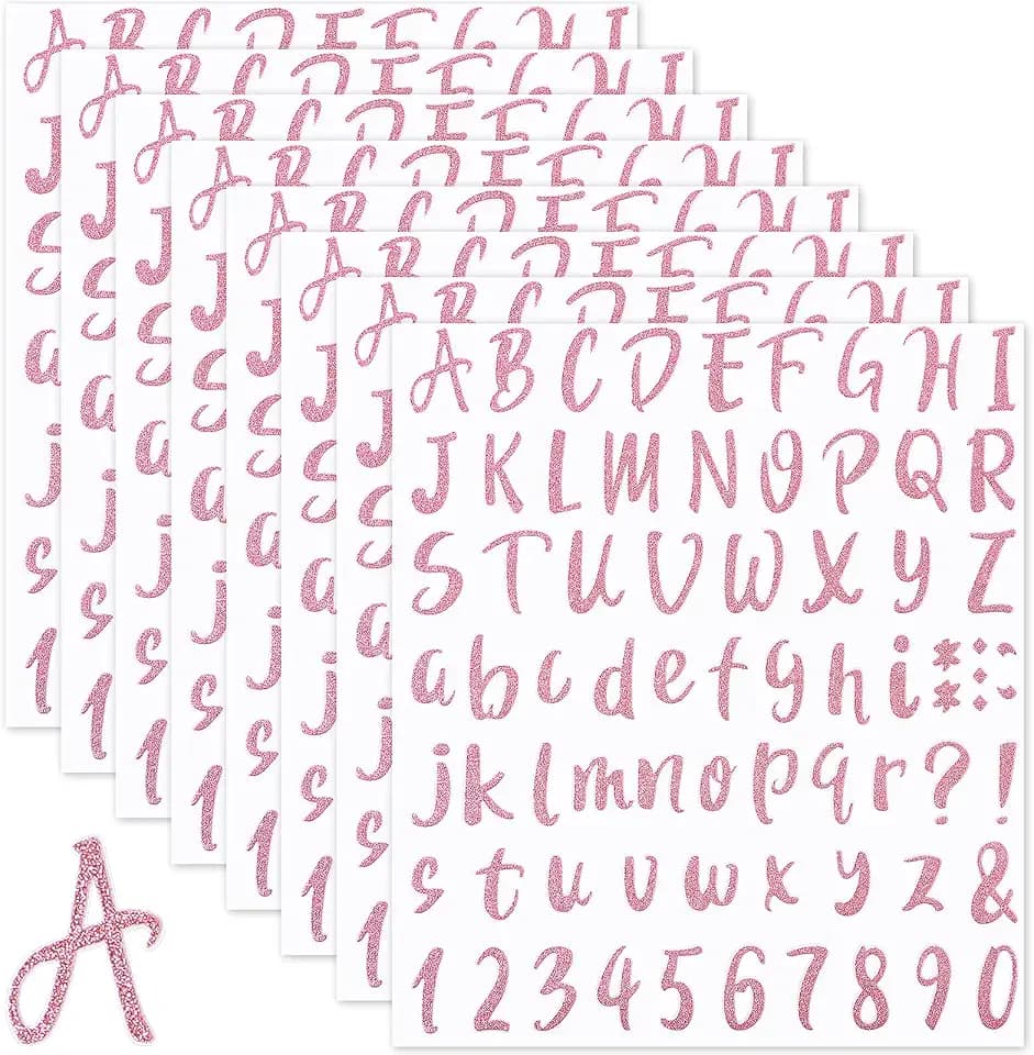 Outus 576 Pcs Letter Sticker Alphabet Number Decals, 1 Inch, Pink