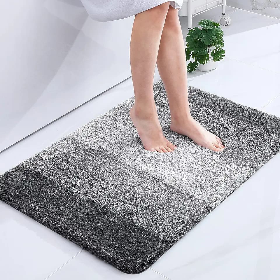 Homaxy Weich Flauschige Badezimmerteppich, Badematte, 60 x 90 cm, Grau