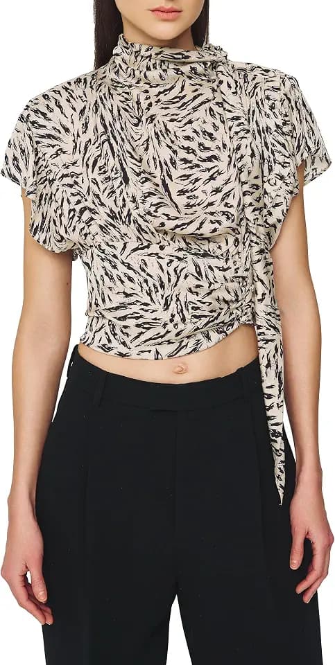 Ronny Kobo Women's Short Sleeve Cropped Aiko Blouse