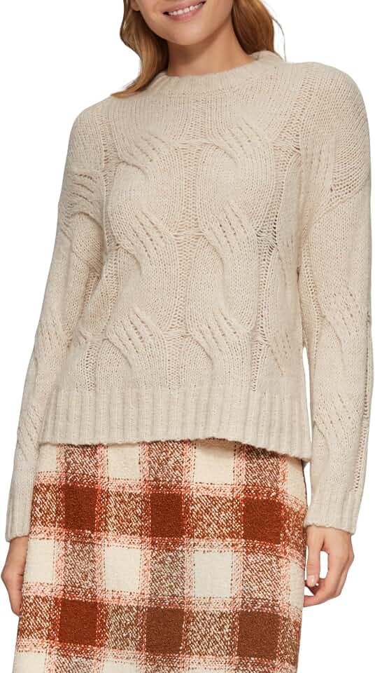 s.Oliver Damen Strickpullover – Zopfmuster, Relaxed Fit, Langarm