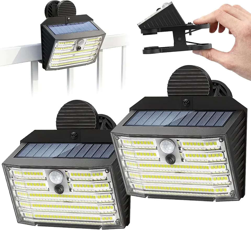 Clip on Solar Lights Outdoor with Motion Sensor, 3 Modes, 126 LED, IP65
