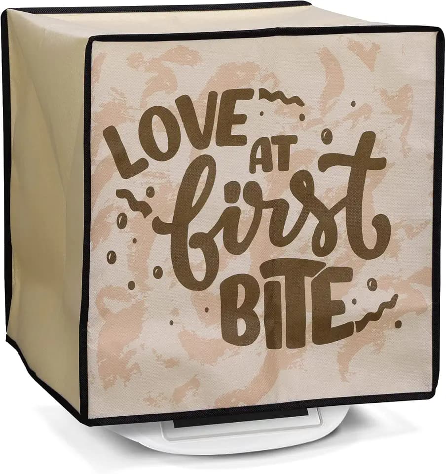 kwmobile Hülle kompatibel mit Thermomix TM5 / TM6 - Küchenmaschine Abdeckhaube - in Dunkelbraun Hellbraun Beige Liebe auf den ersten Biss